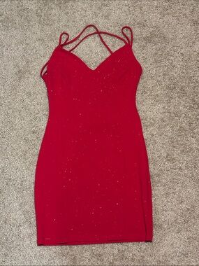 Red Strappy Sparkle Bodycon Mini Dress